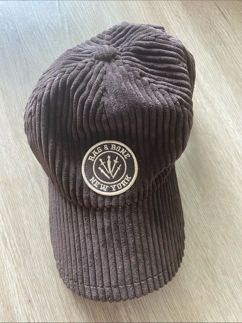 rag & bone Chocolate Brown Corduroy Baseball Cap with Logo Patch